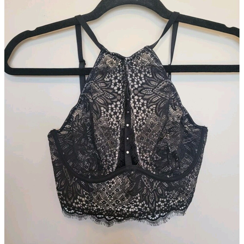 Victorias Secret Womens Very Sexy High Neck Unlined Lace Plunge Bra Size 34B NWT